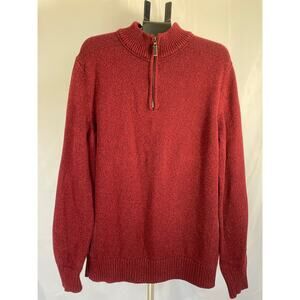 Men’s Eddie Bauer 100% cotton 1/4 zip burgundy pullover camp sweater Tall XL